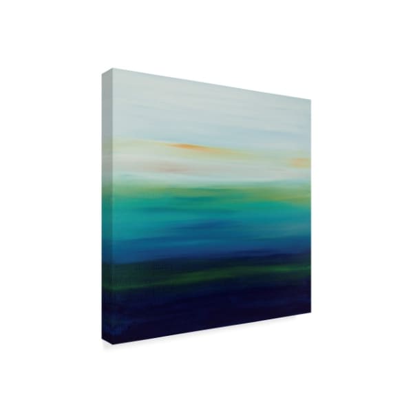 Hilary Winfield 'Sunset Stripes Blue White' Canvas Art,35x35